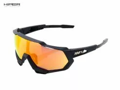 100% Gafas Speedtrap Soft Tact Black - Hiper Red Mirror